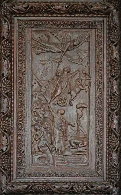 Panel from 5th Century Door: The Ascension of Elijah by Unknown